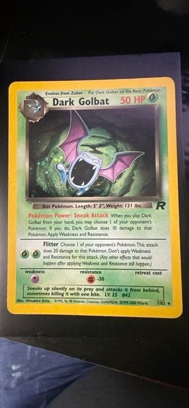 2000 Pokemon Team Rocket Dark Golbat 7/82 Rare Holo Card LP Vintage WotC Set
